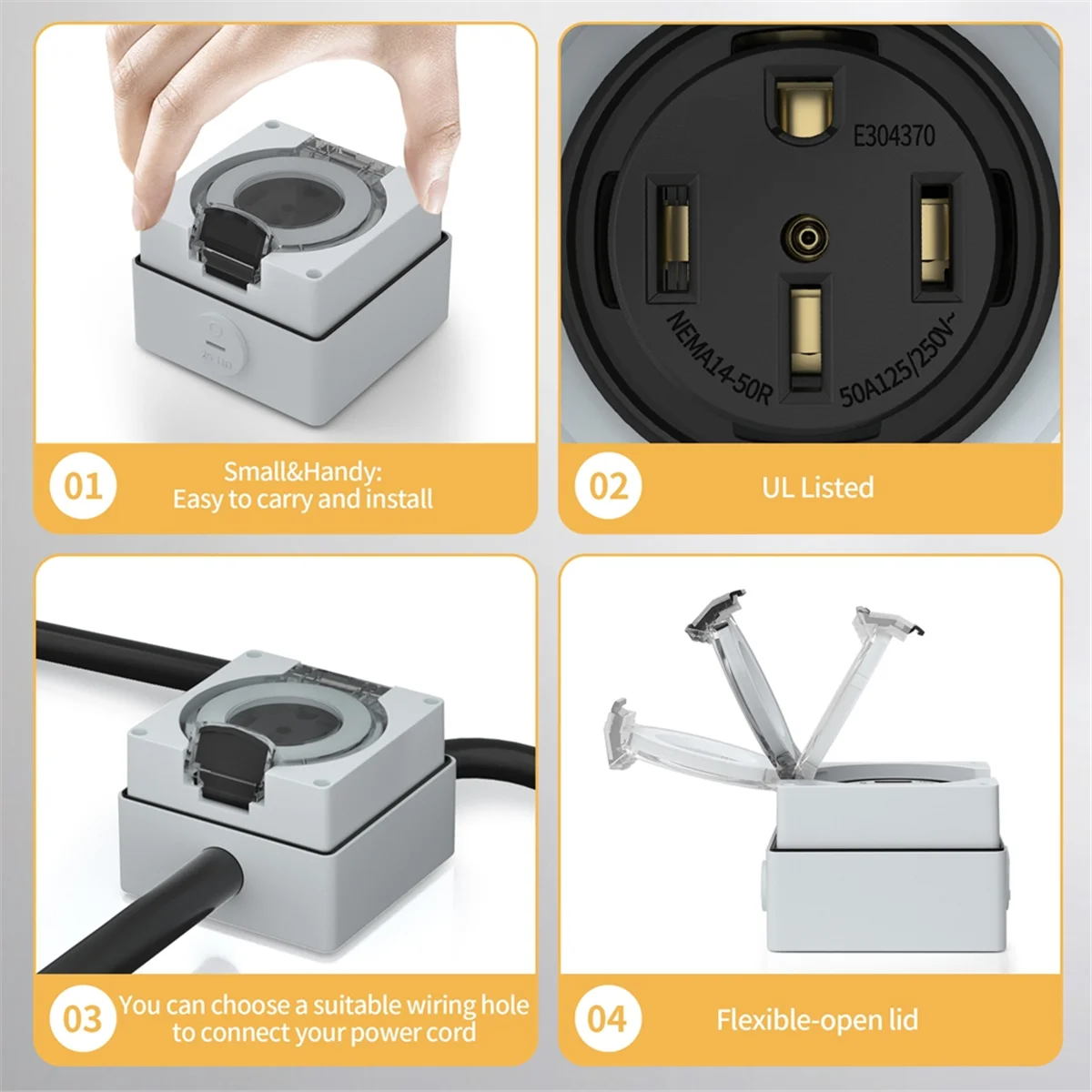 Outdoor Power Receptacle Box - AT16 50Amp 전원 콘센트 박스, 125/250Volt