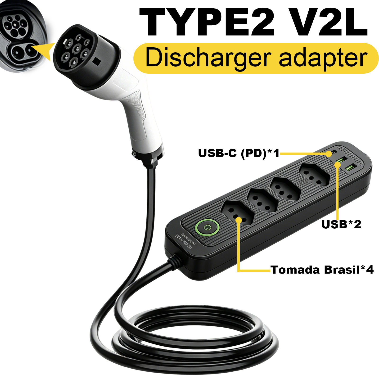 Outdoor Power Station - 타입2 V2L 방전 어댑터 16A 브라질