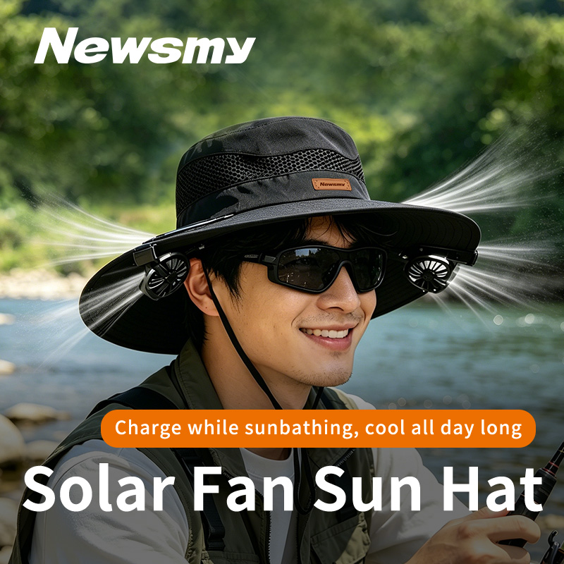 Outdoor Power Works - NEWSMY 태양광 팬 모자 UPF50+ 자외선
