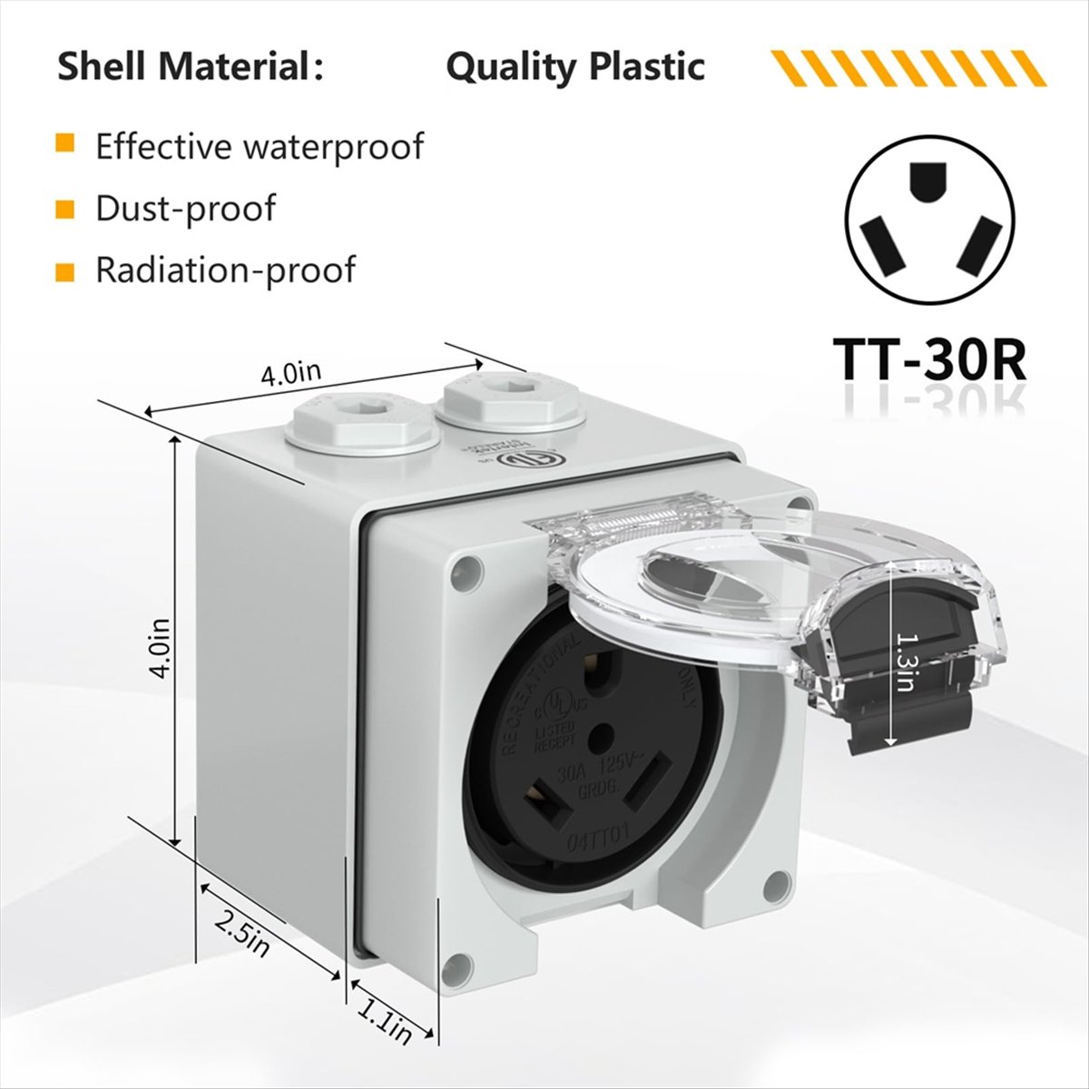Outdoor Power Receptacle Box - HHTL 30Amp 전원 콘센트 박스, 125Volt