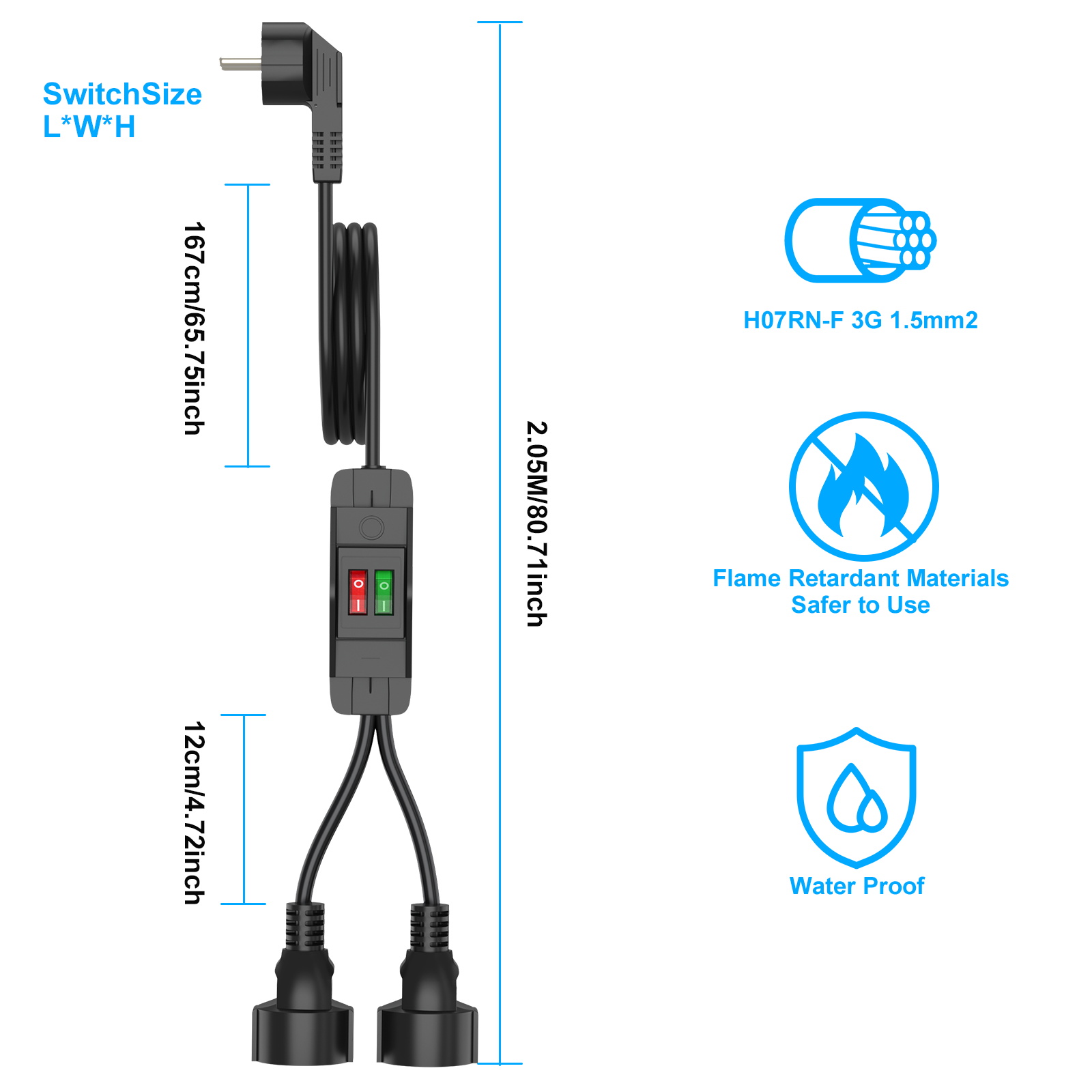 EU 플러그 연장 코드 ON/OFF 스위치 포함 0.4 - Outdoor Power Extension 리뷰 및 가격