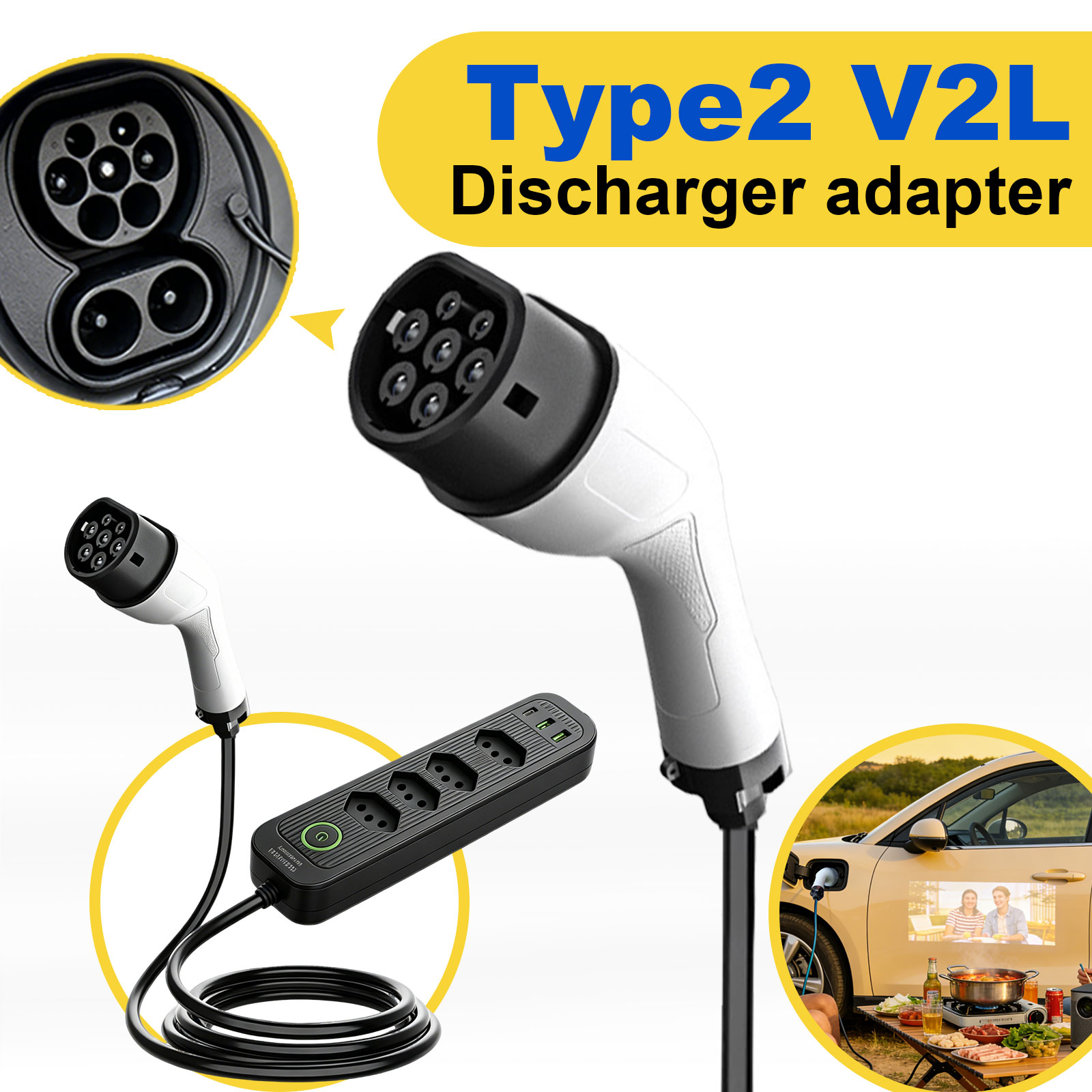 타입2 V2L 방전 어댑터 16A 브라질 소켓 EV - - Outdoor Power Station 리뷰 및 가격