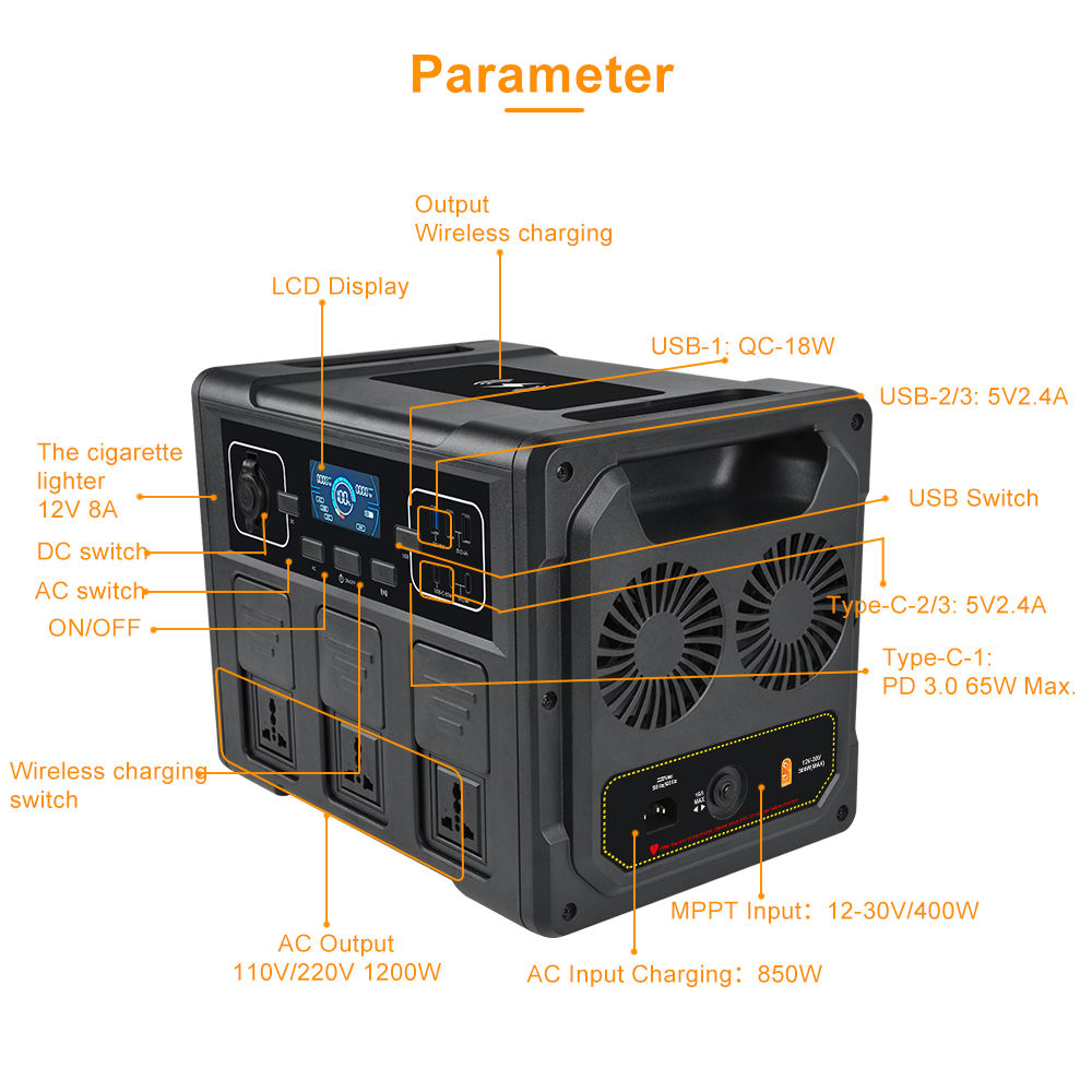 1200W 휴대용 태양광 발전기, LiFePO4 배터리 - Outdoor Power Station 리뷰 및 가격