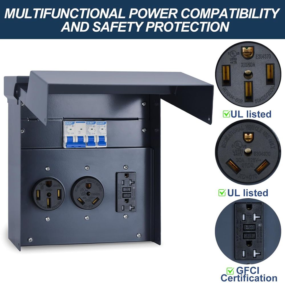 차단기가 있는 RV 전기 패널, 임시 전원 RV 콘센트 - Outdoor Power Receptacle Box 리뷰 및 가격