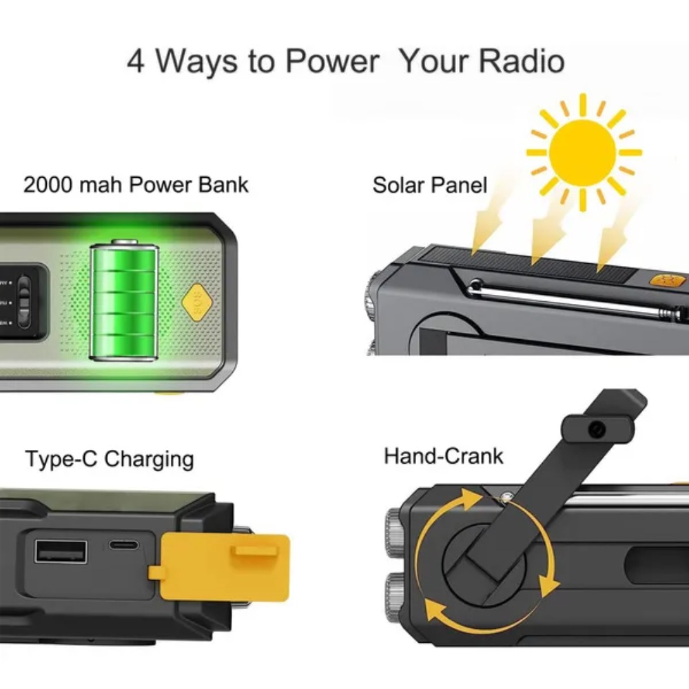 비상용 태양광 핸드크랭크 NOAA 기상 라디오, 3중  - Outdoor Power Equipment Brands 리뷰 및 가격