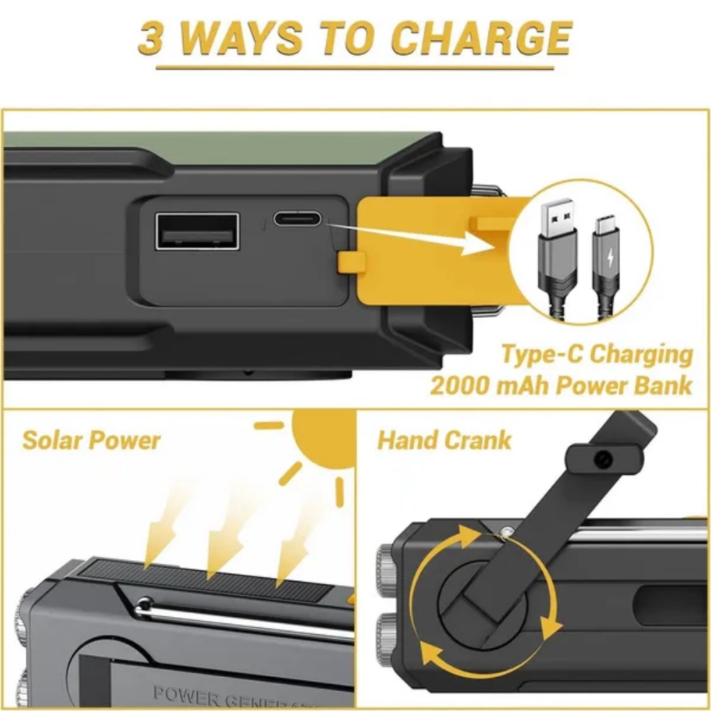 비상용 태양광 핸드크랭크 NOAA 기상 라디오, 3중  - Outdoor Power Equipment Brands 리뷰 및 가격